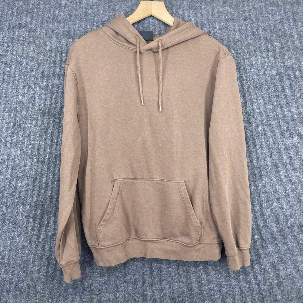 HM Relaxed Fit Hoodie Mens Small Brown Pullover Fleece Kangaroo Sweatshirt